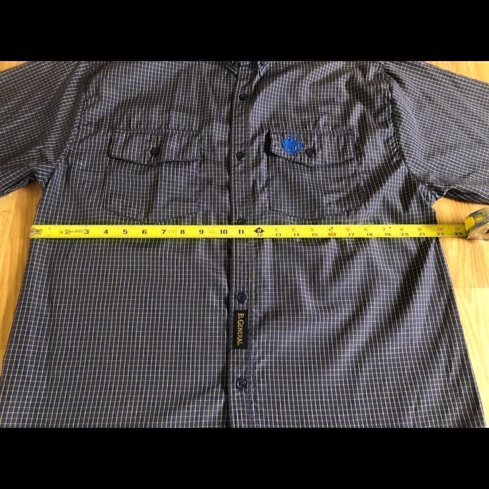 EL GENERAL Blue Plaid Short Sleeve Button Shirt - Picture 5 of 7